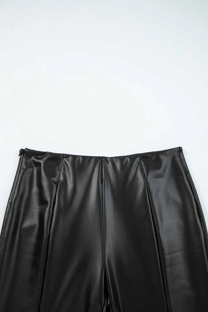 Black Vegan Leather Leggings High Rise Skinny Fit