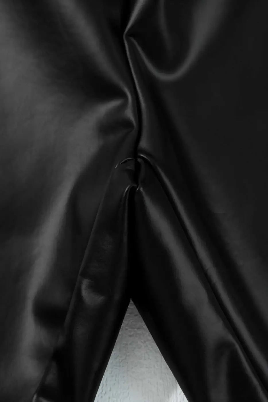 Black Vegan Leather Leggings High Rise Skinny Fit