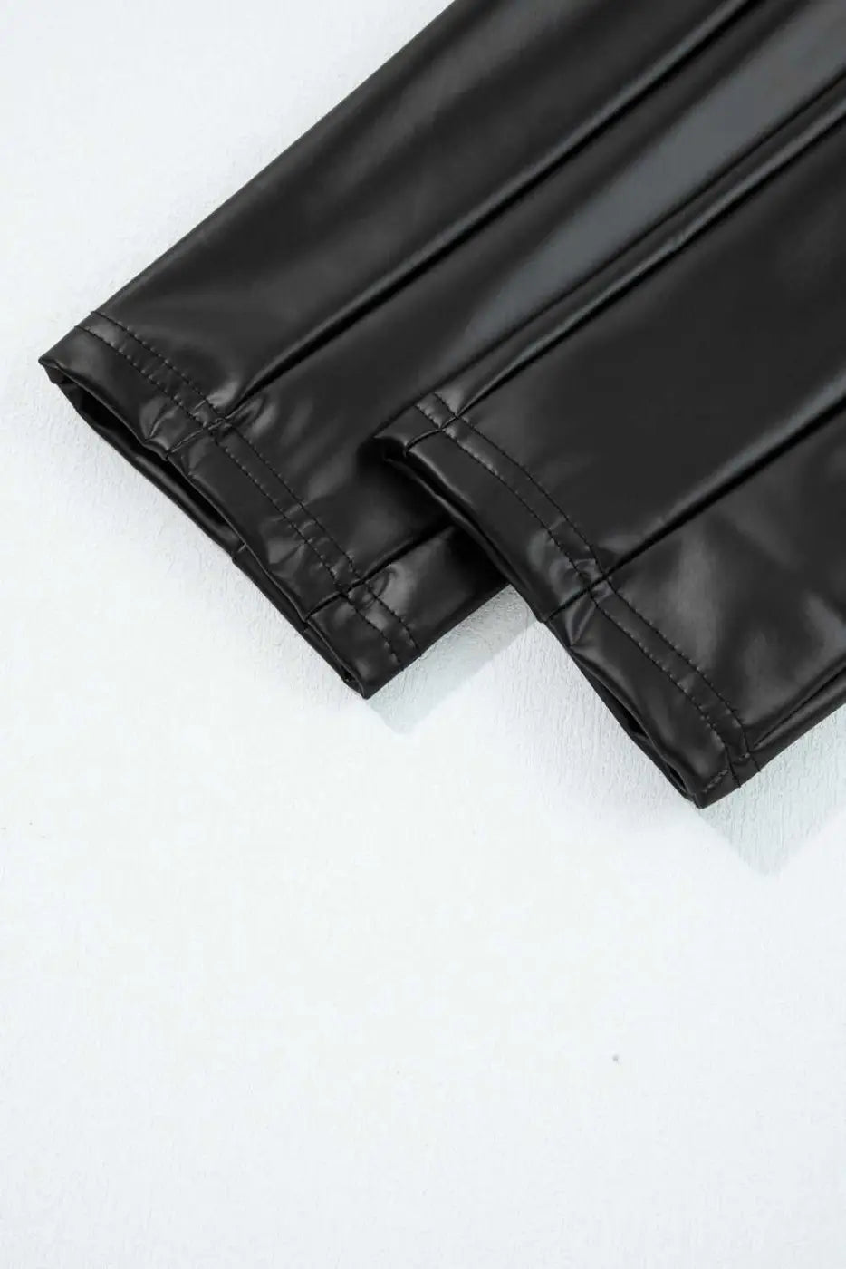 Black Vegan Leather Leggings High Rise Skinny Fit