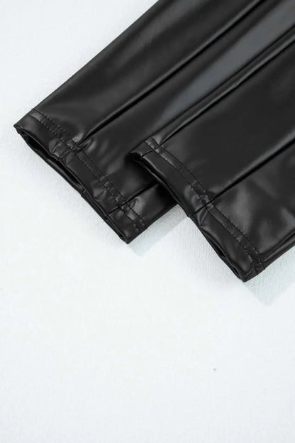 Black Vegan Leather Leggings High Rise Skinny Fit