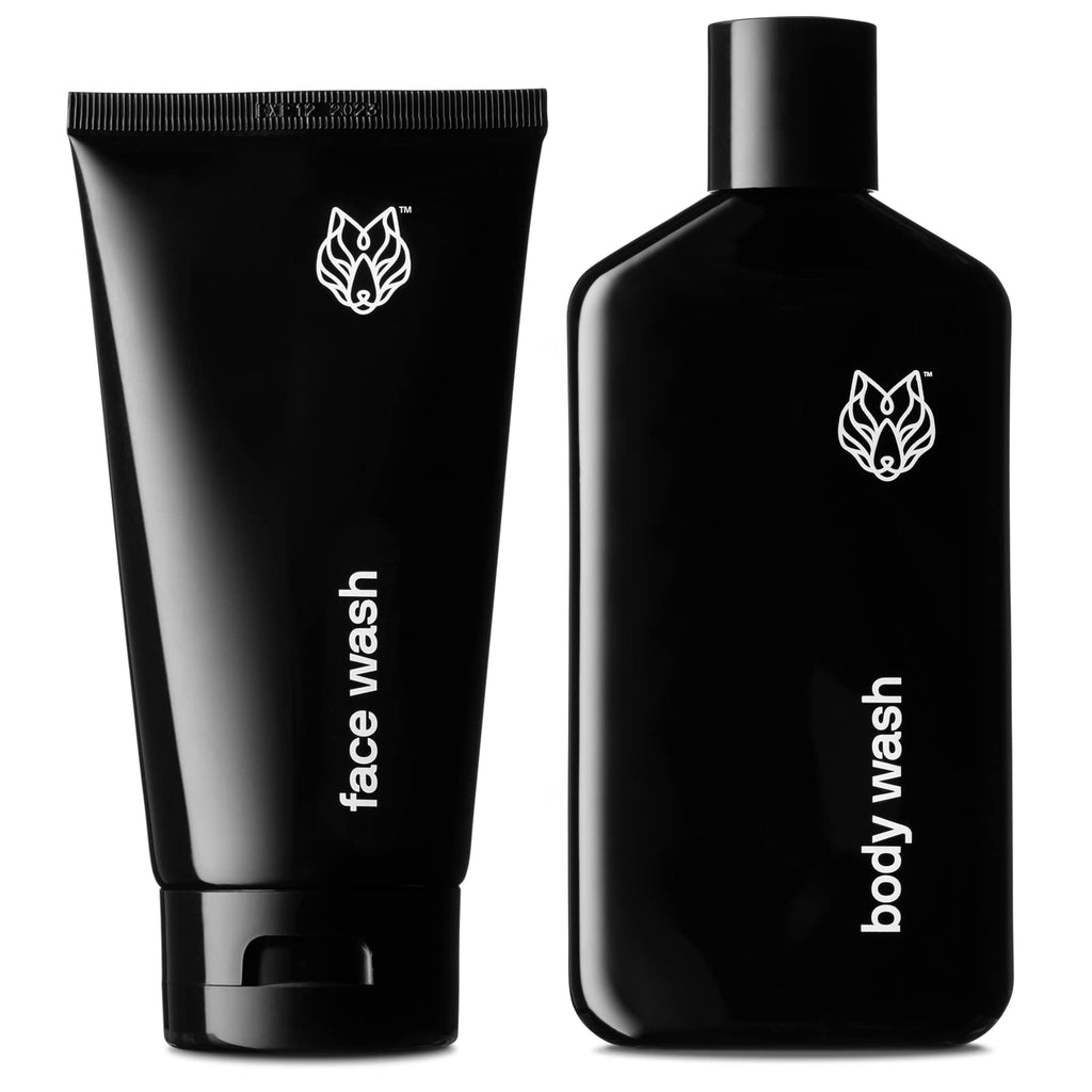 Black Wolf Charcoal Face & Body Wash Bundle for Oily Skin – 2pc Gift Set