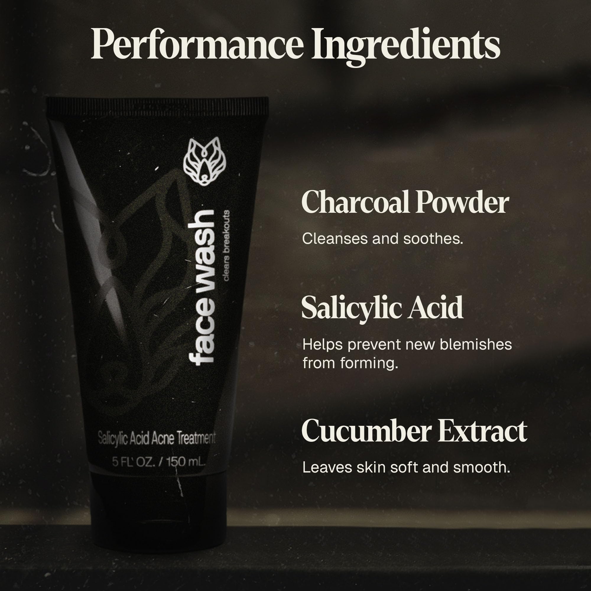 Black Wolf Charcoal Powder Face Wash for Men – 5 fl oz x2 | Deep Cleanse & Soothe Skin