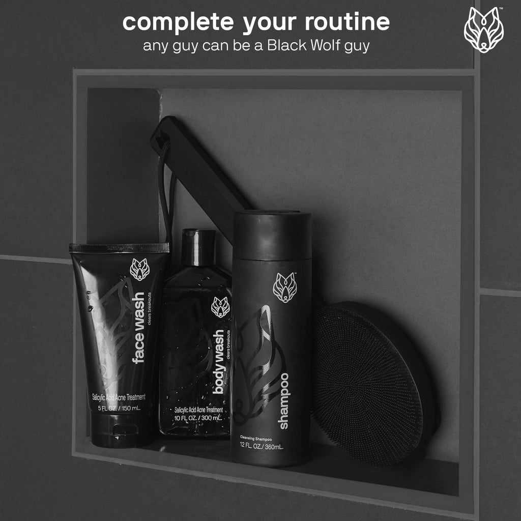 Black Wolf Charcoal Face & Body Wash Bundle for Oily Skin – 2pc Gift Set
