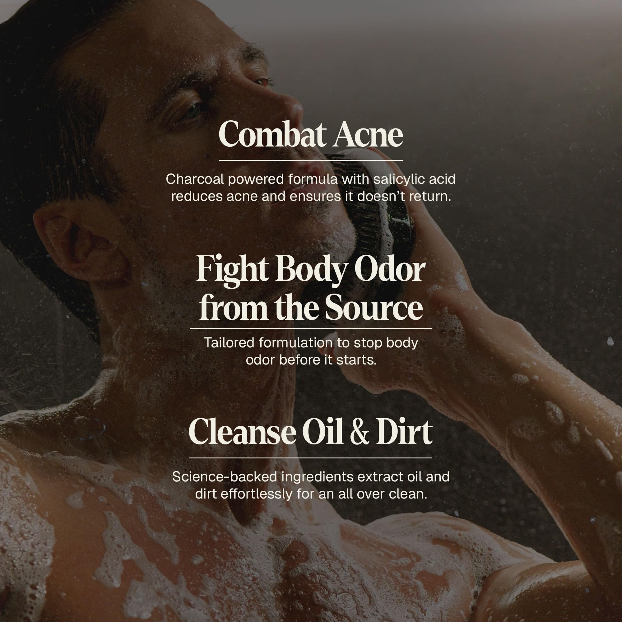 Black Wolf Salicylic Acid Body Wash for Men – Charcoal, 2-Pack (10 oz each)