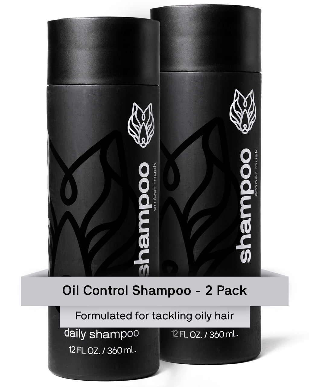 Black Wolf 2-Pack Shampoo for Oily Hair – Charcoal-Infused Oil Control, 12 oz