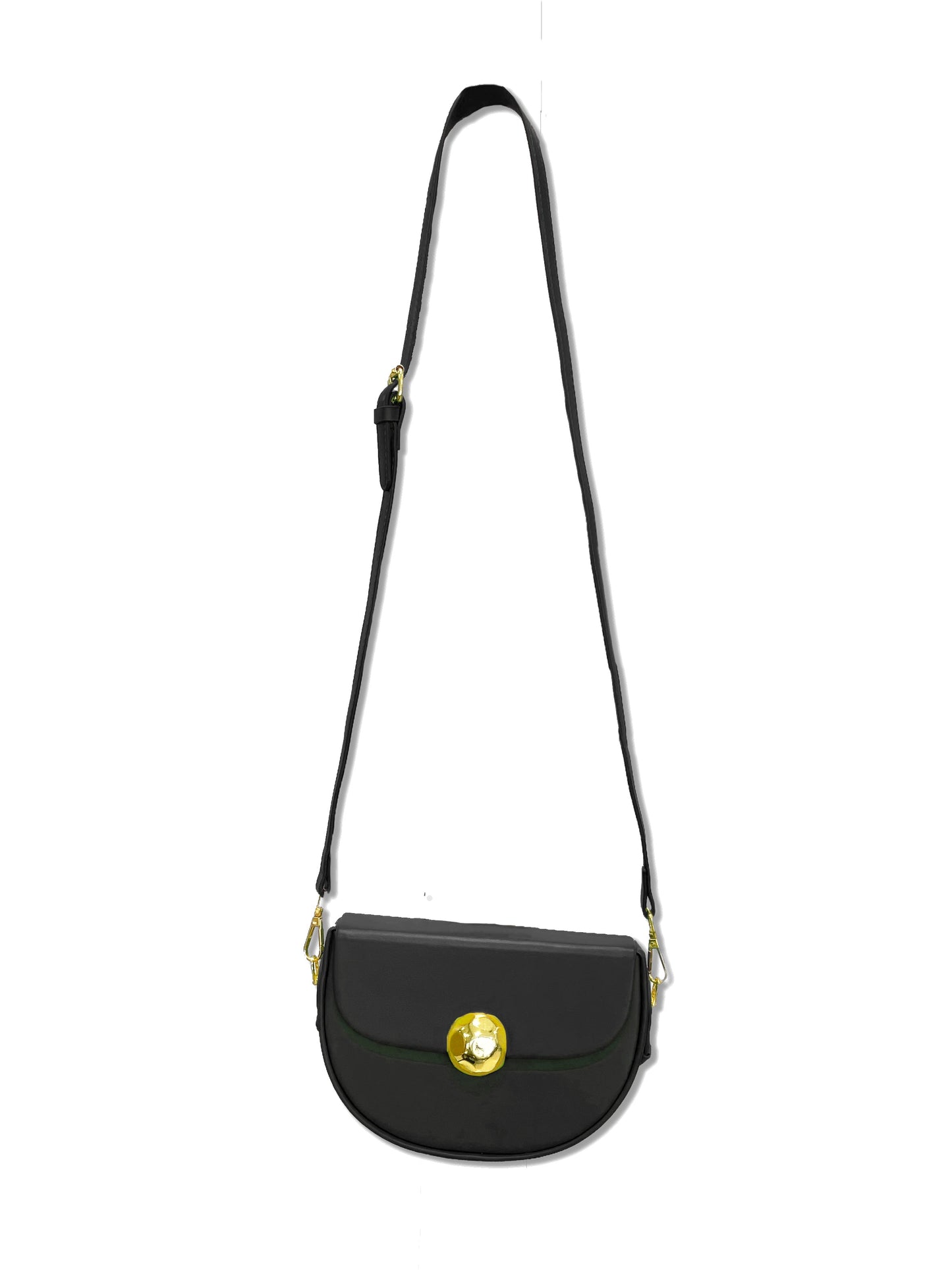 Caprilite Women's Top Handle Half Moon Box Clutch Handbag Chain Strap Gold Button Crossbody Wedding Evening Bag - Black