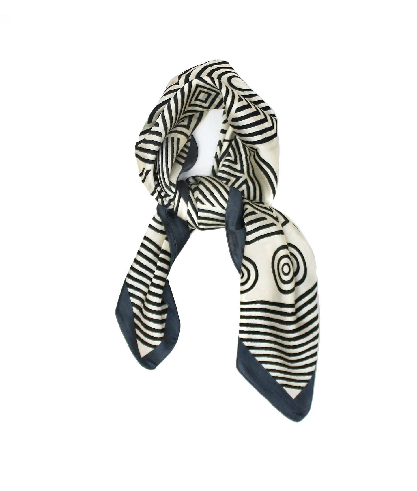 Black White Geometric Scarf Thin Silky Womens Summer Spring