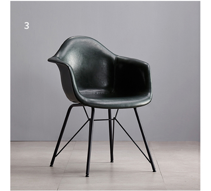 A Set of 2 Bobby Dining Chairs, Distressed Leather