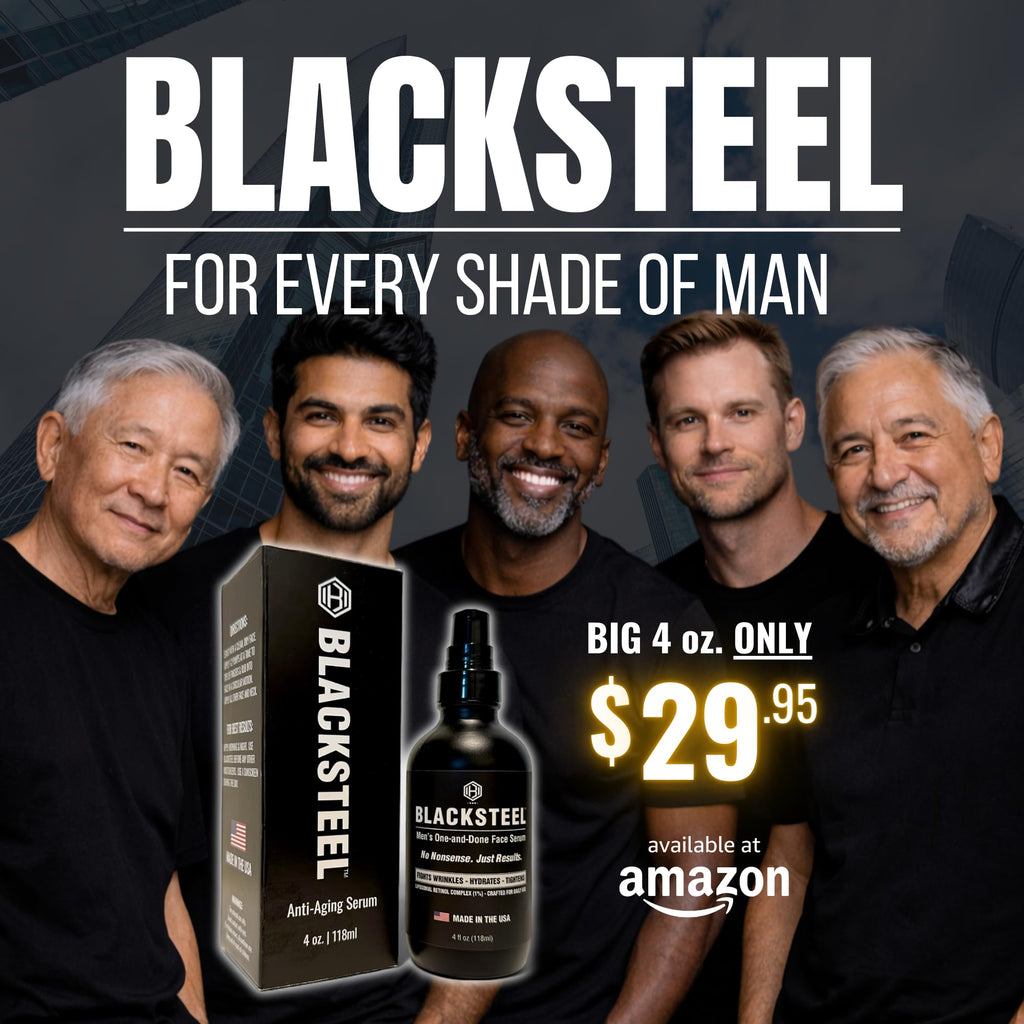 BLACKSTEEL Men's Anti-Aging Serum with Retinol & Hyaluronic Acid | 4 oz (2-Pack)