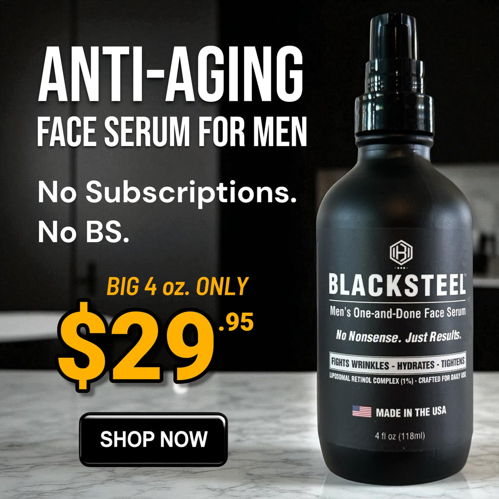 BLACKSTEEL Men's Anti-Aging Serum with Retinol & Hyaluronic Acid | 4 oz (2-Pack)