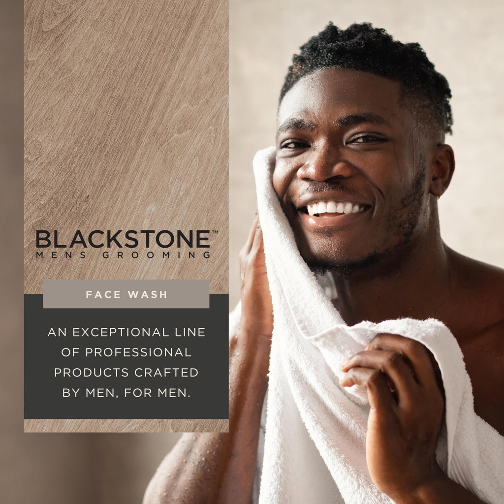 Blackstone Men's Grooming Detoxifying Face Wash with Activated Charcoal, Vitamin E & Peppermint – 2-Pack (6 oz each) Made in USA