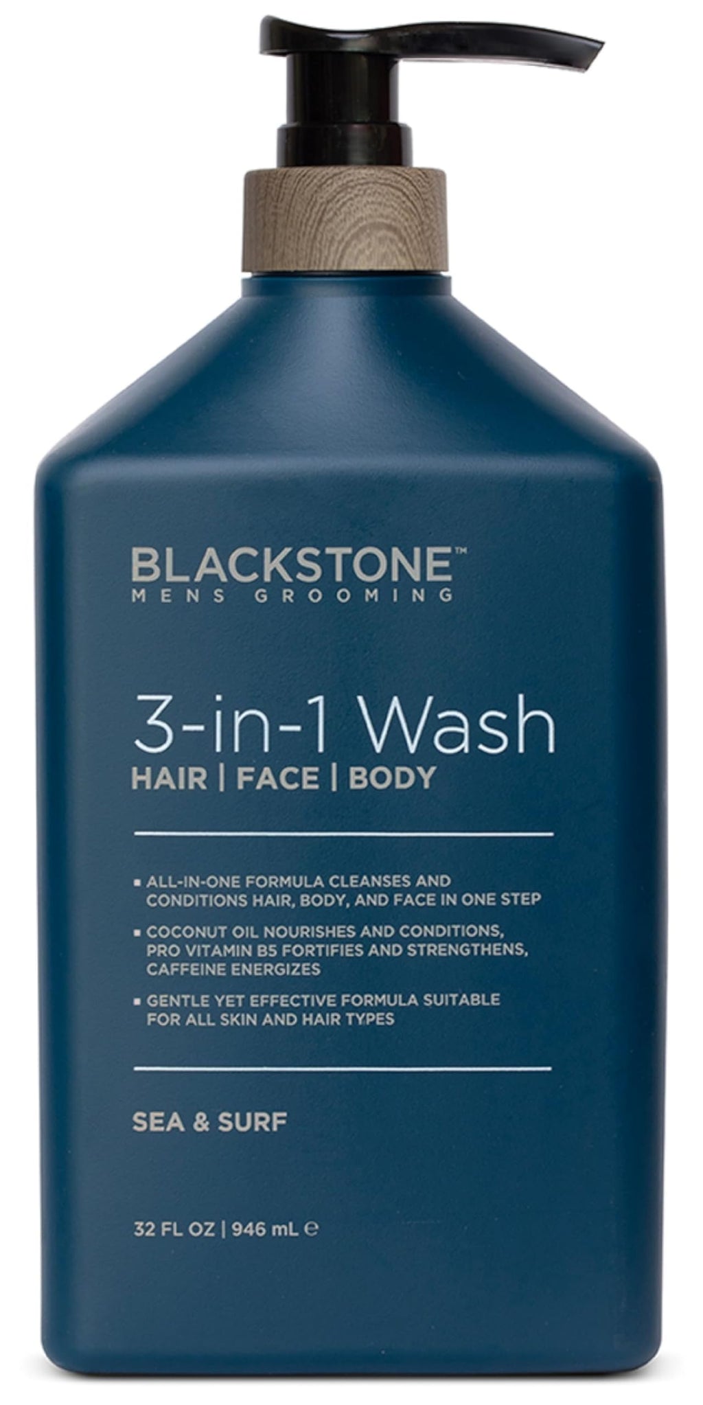 Blackstone Mens Grooming 3-in-1 Wash – Hair, Face & Body, Sea & Surf (32 oz)