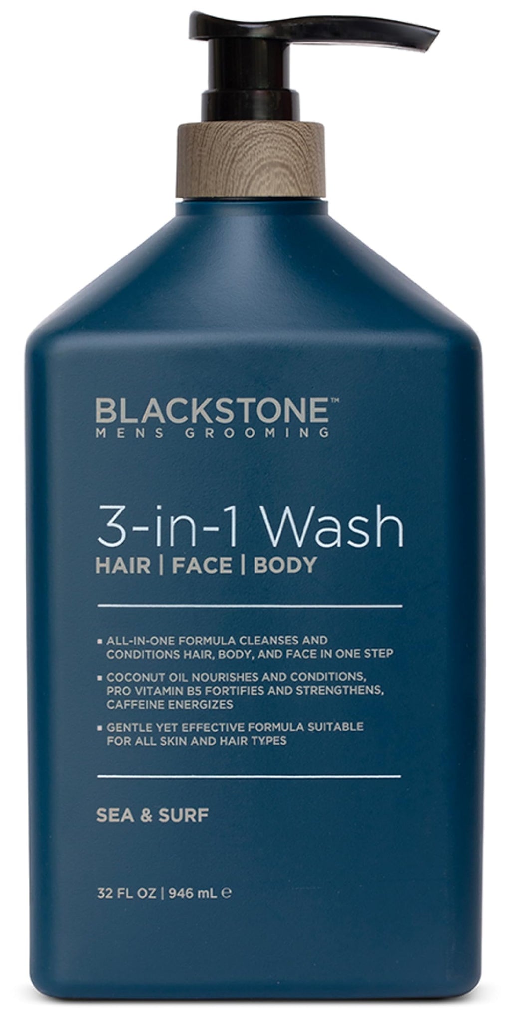 Blackstone Mens Grooming 3-in-1 Wash – Hair, Face & Body, Sea & Surf (32 oz)