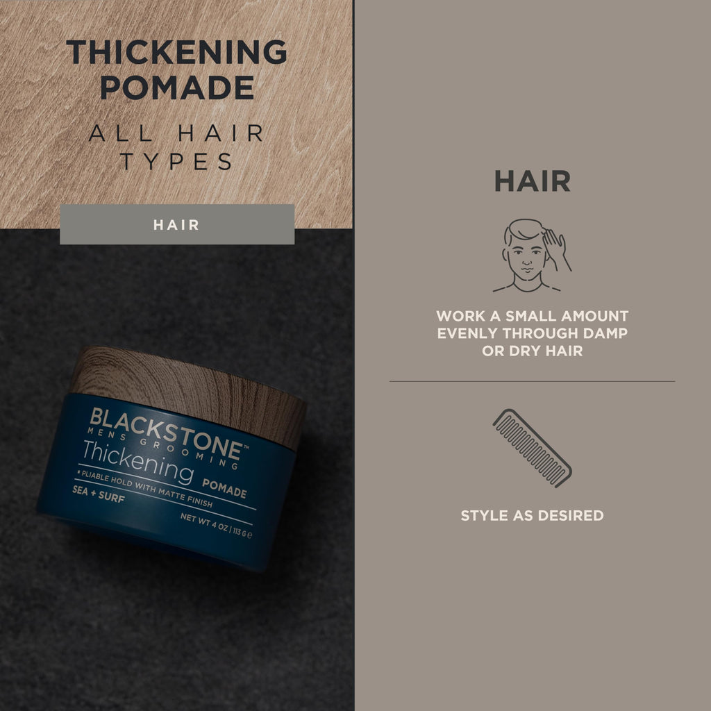 Blackstone Hair Thickening Pomade – Pliable Hold, Matte Finish | Made in USA, Paraben & Cruelty-Free (4 oz)