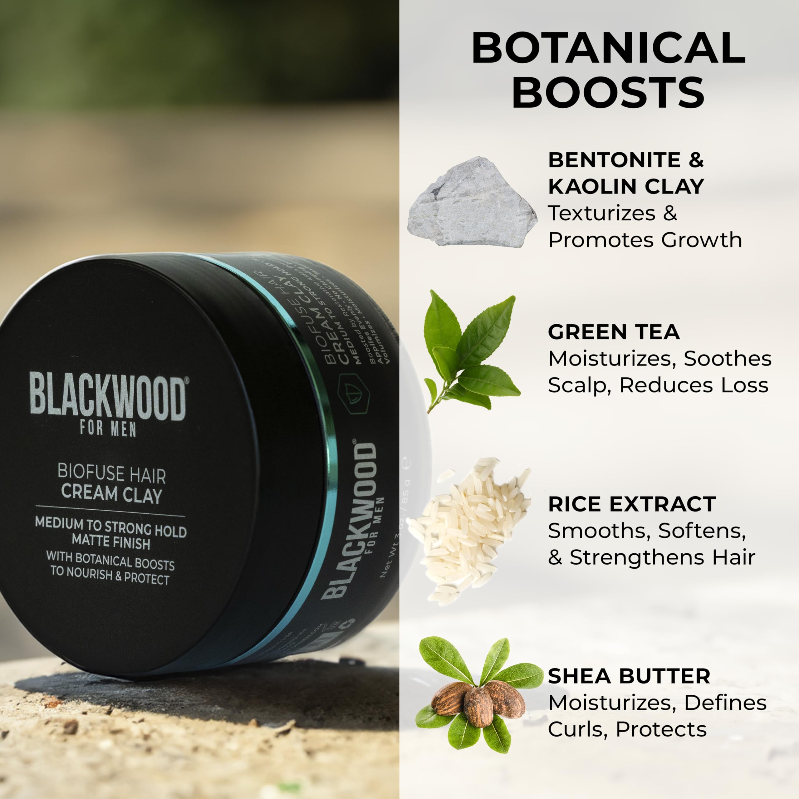 Blackwood For Men BioFuse Hair Cream Clay — Matte Finish Styler (3oz)