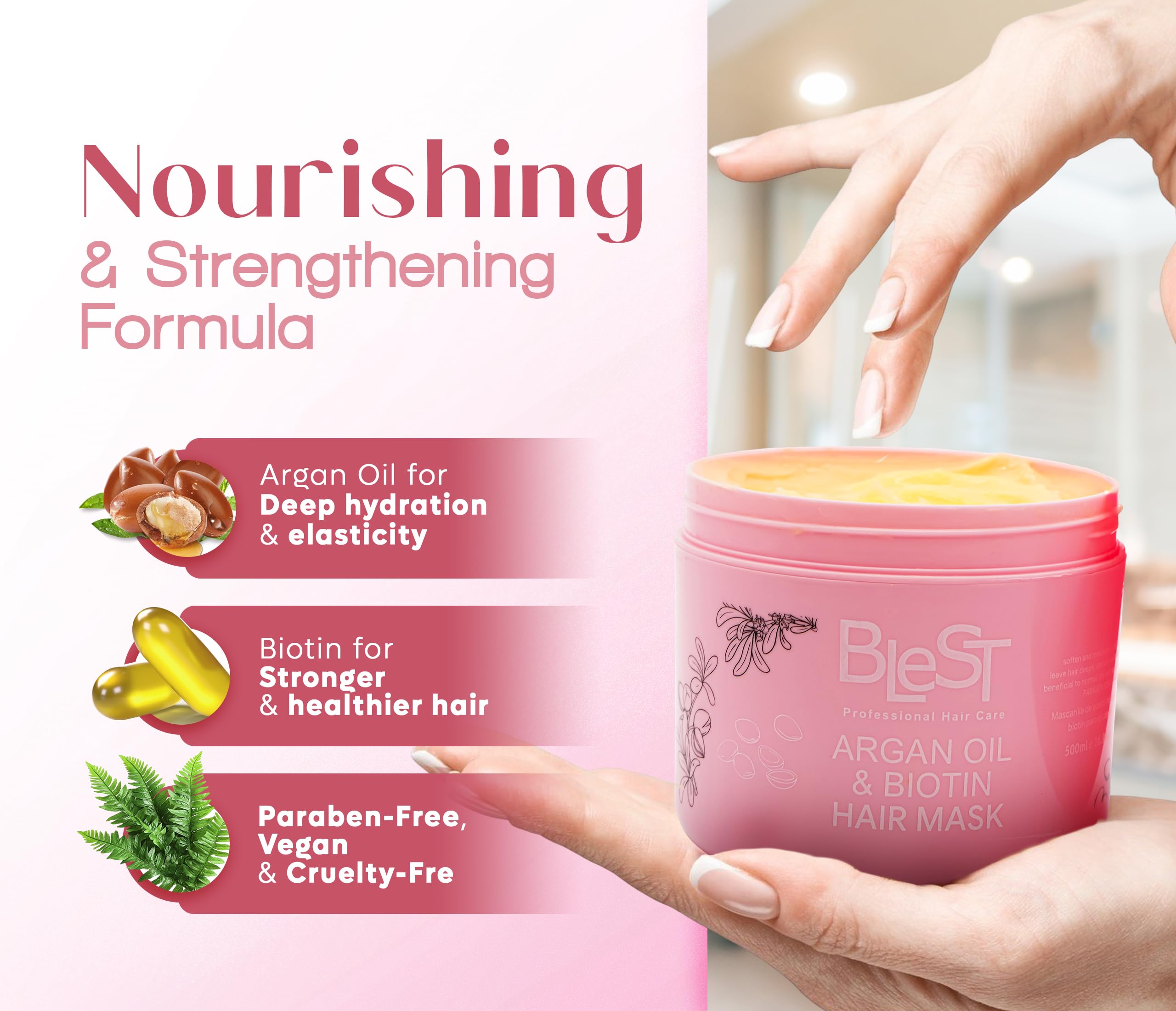 BLEST PROFESSIONAL HAIR CARE MASK – Deep Repair for Dry, Damaged or Frizzy Hair, 500 ml