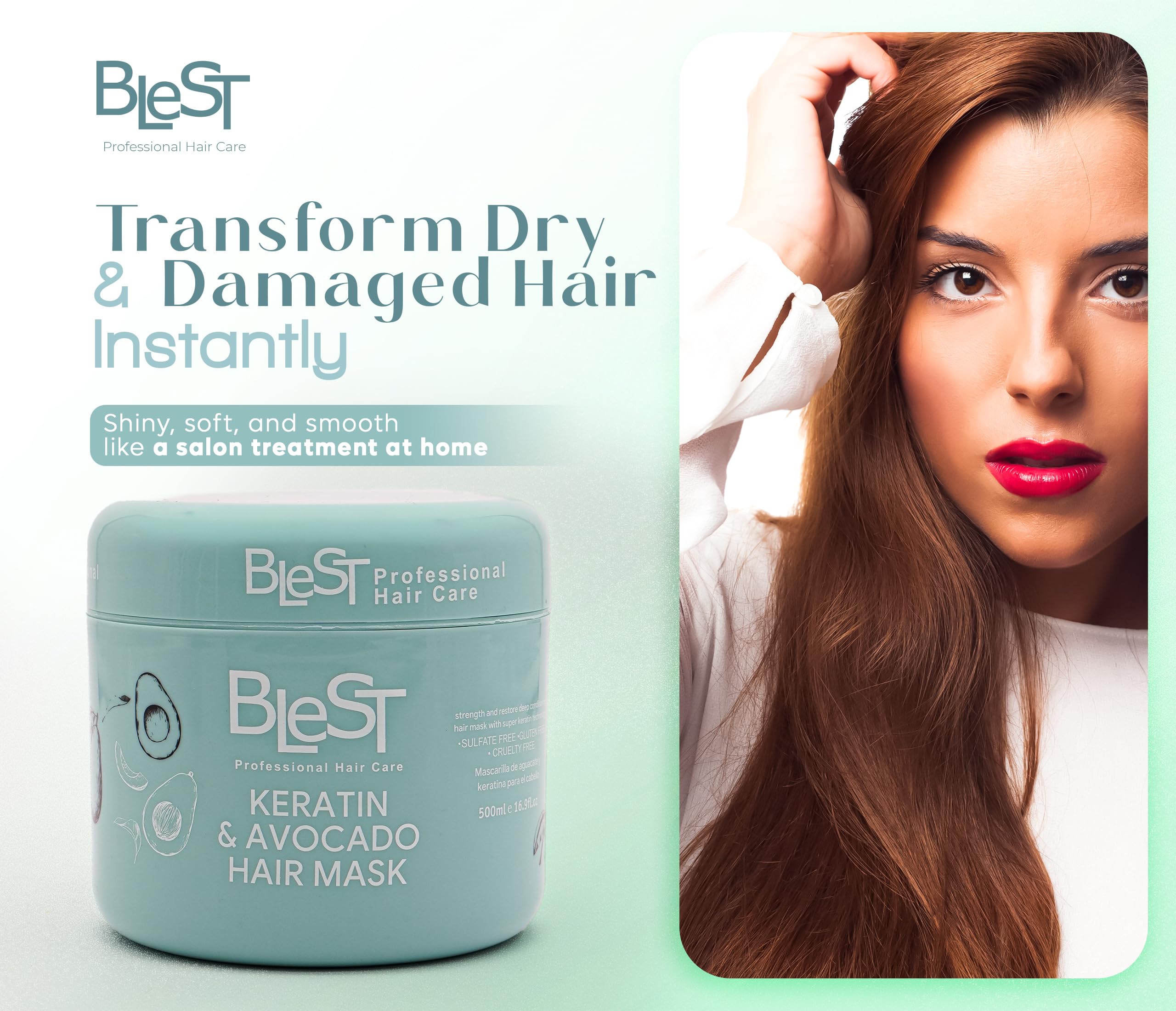 BLEST PROFESSIONAL HAIR CARE MASK – Deep Repair for Dry, Damaged or Frizzy Hair (500 ml)