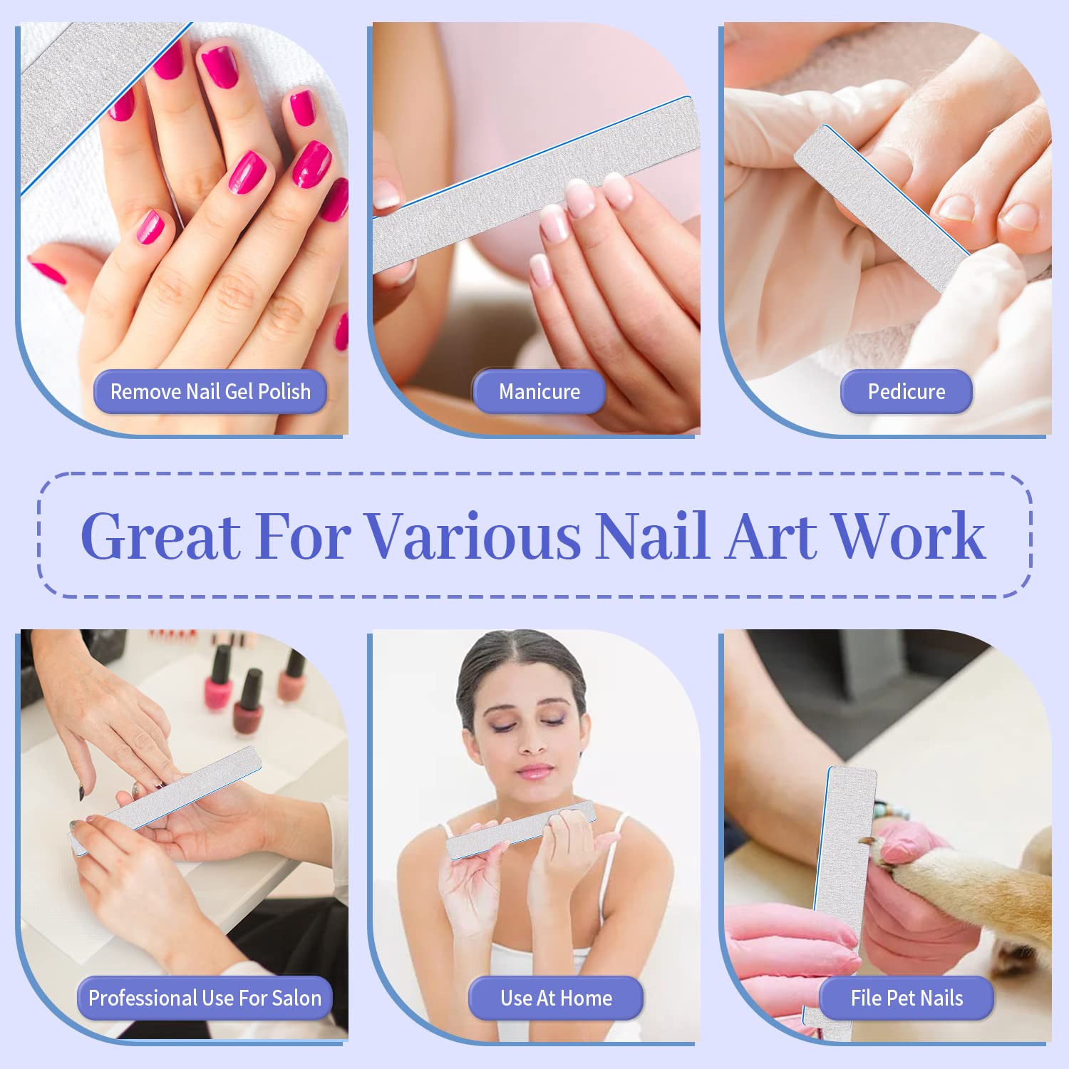 BLESWIN 25 Pcs Nail Files 80/80 Grit – Double-Sided Emery Board for Acrylic & Gel Nails, Home & Salon