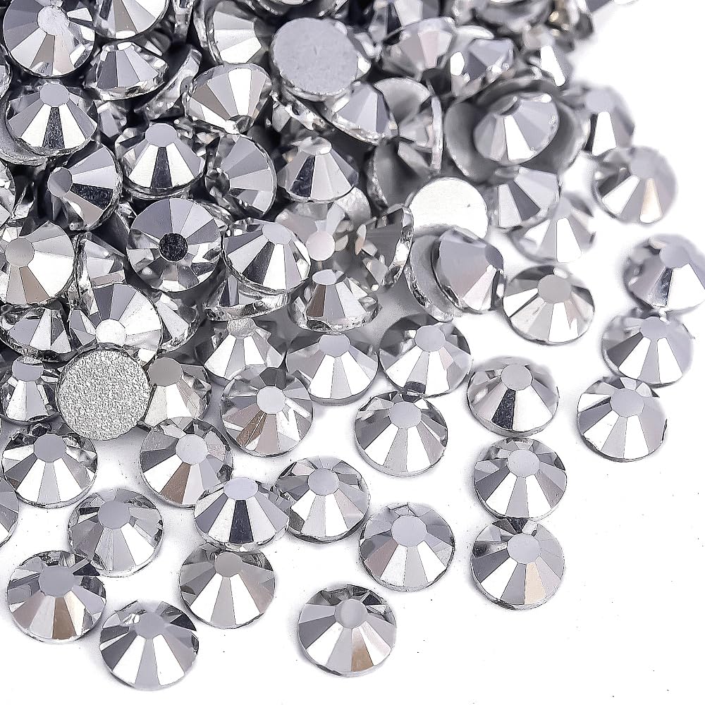 Blinginbox Flatback Rhinestones Bulk – 14,400 Crystal Glass, SS10 2.7–2.9mm (Mine Silver)