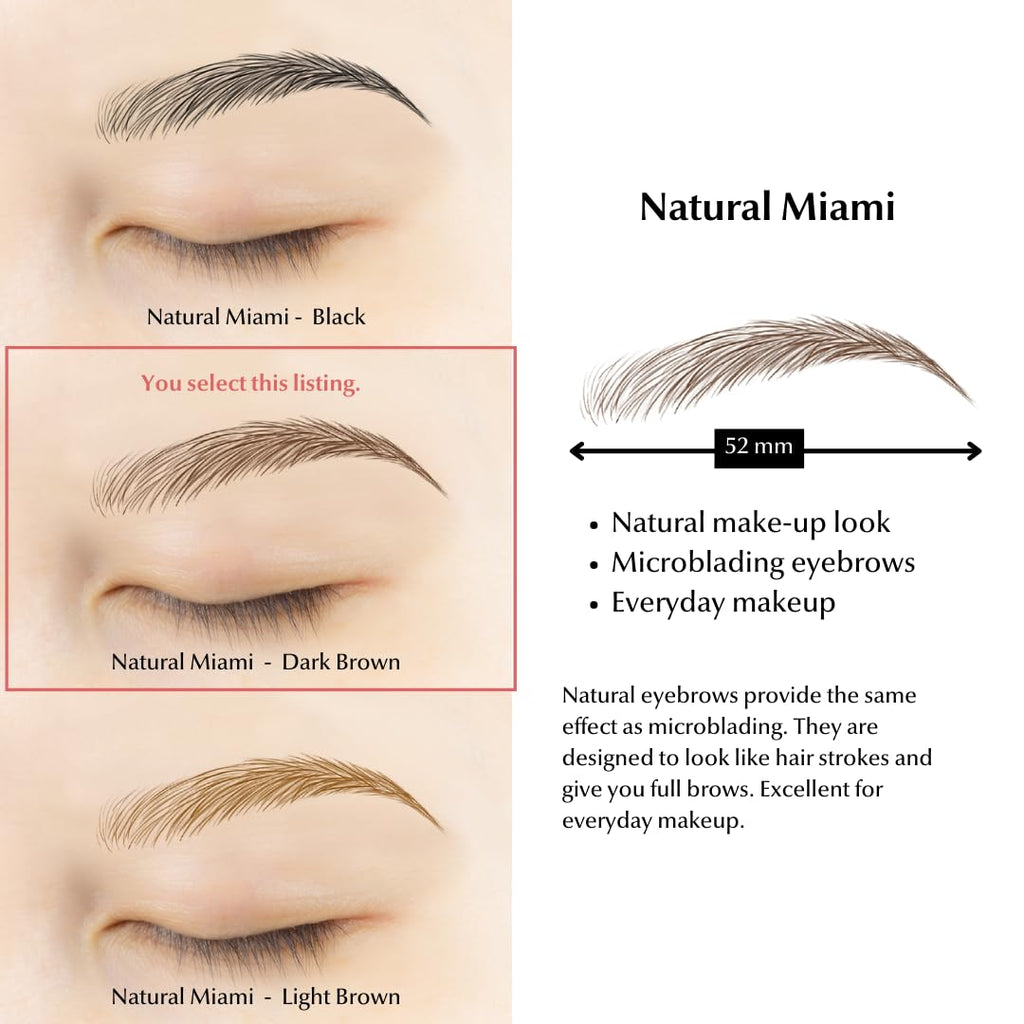 Bliss and Beyond USA | Waterproof Eyebrow Tattoo Stickers | Real Hair Stroke Look (New Miami, Dark Brown)