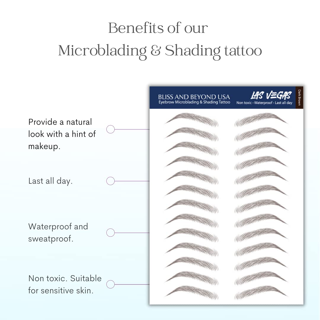 Bliss and Beyond USA 2 Sheets Eyebrow Tattoos – Waterproof & Long-Lasting Natural Look
