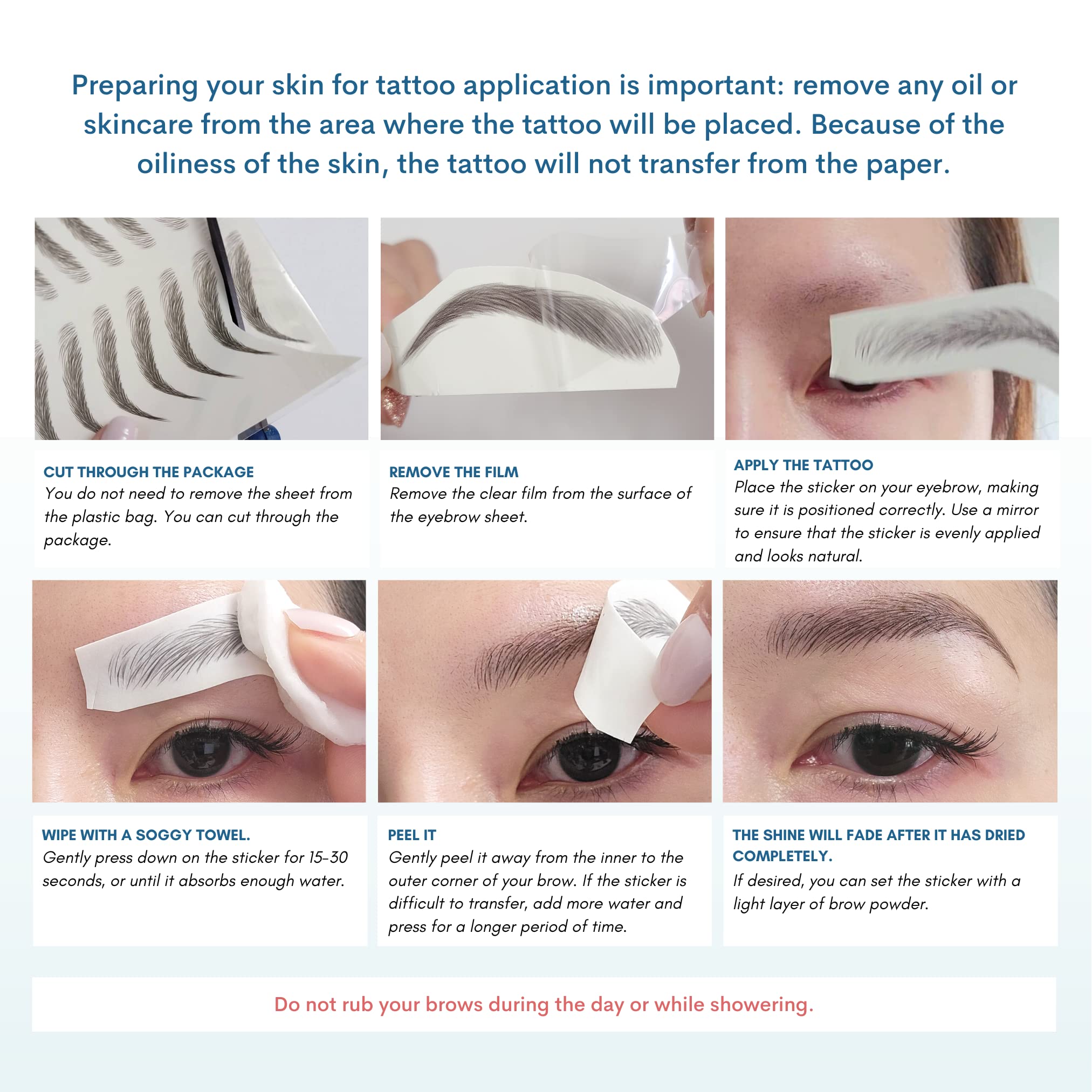 Bliss and Beyond USA Eyebrow Tattoo Stickers – 2 Sheets Waterproof, Long-Lasting, Natural Las Vegas Light Brown