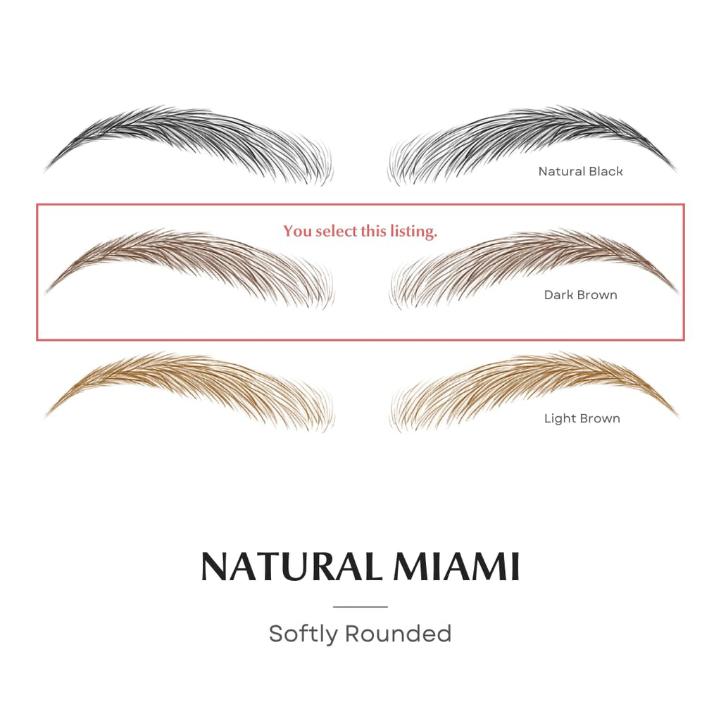 Bliss and Beyond USA | Waterproof Eyebrow Tattoo Stickers | Real Hair Stroke Look (New Miami, Dark Brown)
