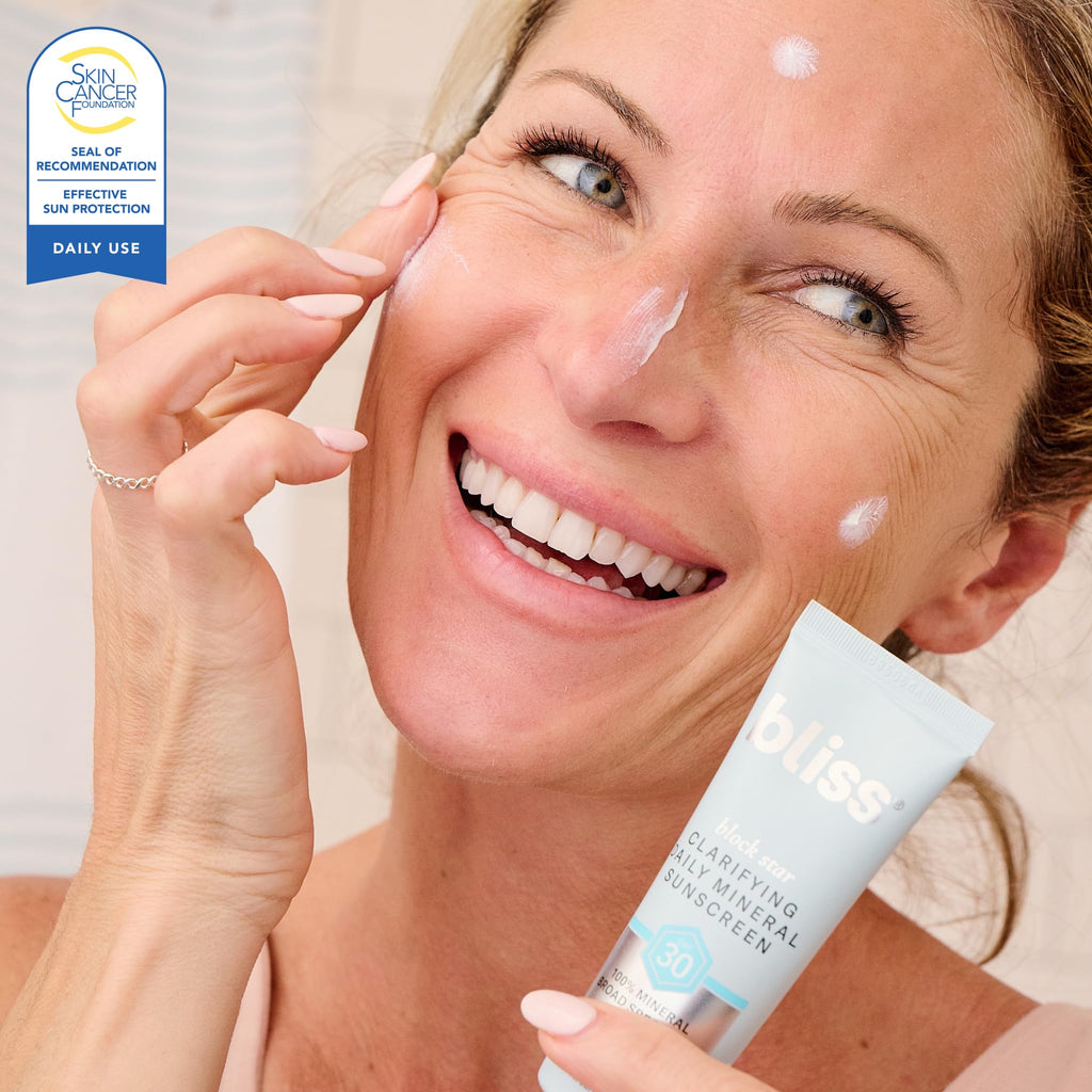Bliss Block Star Clarifying Daily Mineral Sunscreen SPF 30 — Non-Comedogenic, Pore-Safe