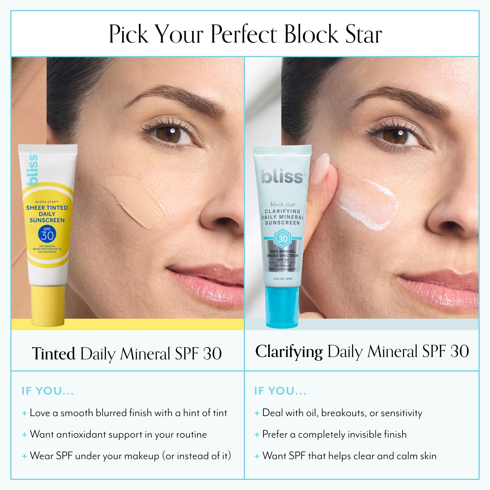 Bliss Block Star Clarifying Daily Mineral Sunscreen SPF 30 — Non-Comedogenic, Pore-Safe