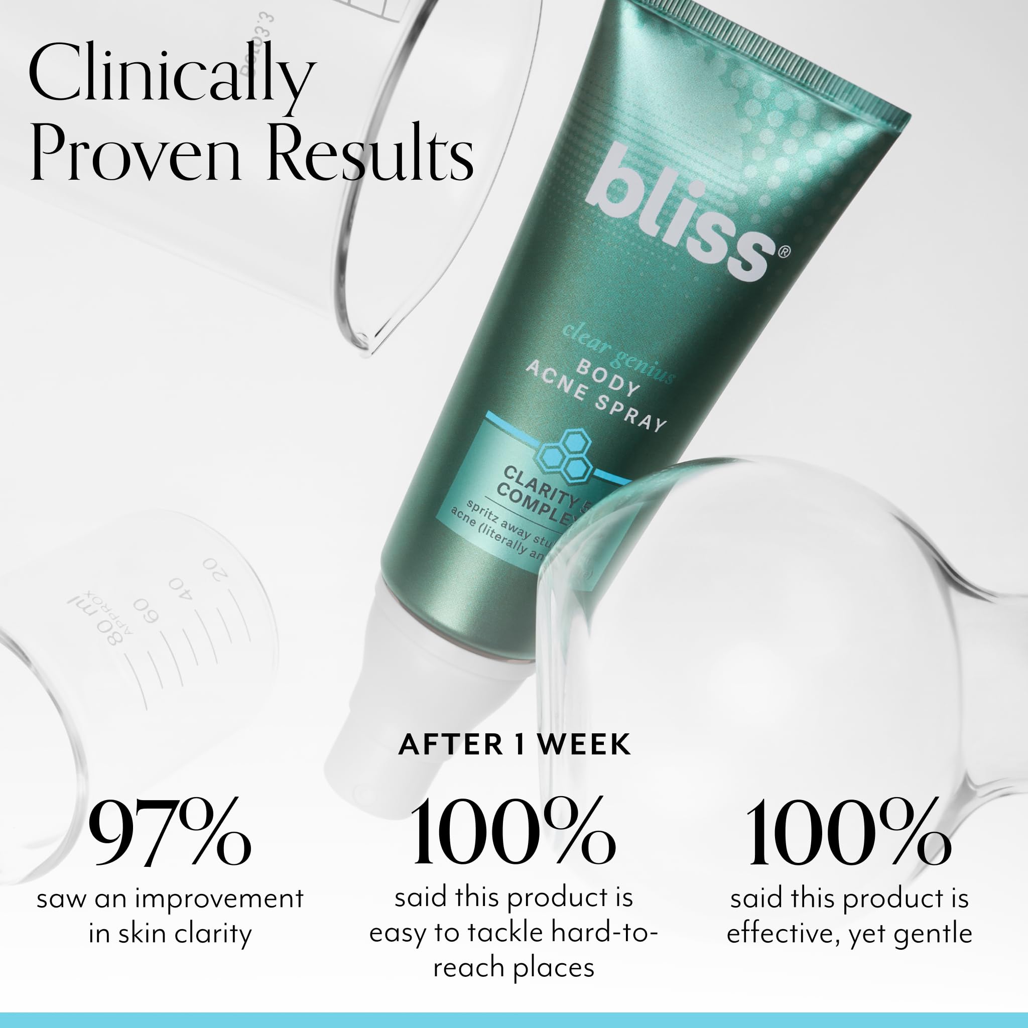 Bliss Clear Genius Body Acne Spray – 3.5 Fl Oz, 2% Salicylic Acid + Niacinamide