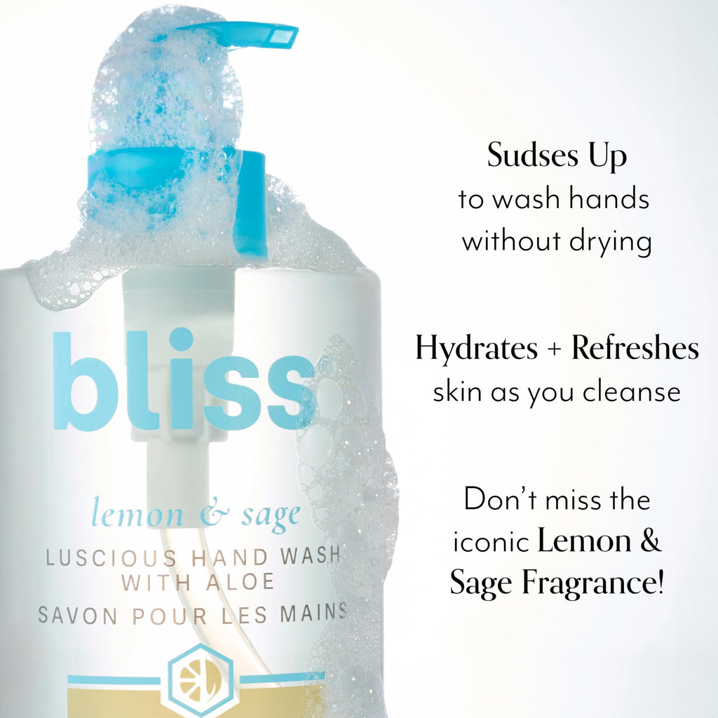 Bliss Lemon & Sage Hand Wash with Aloe — Hydrating, Refreshing Cleanse with Coconut Oil & Vitamin B5 (12.14 fl oz)