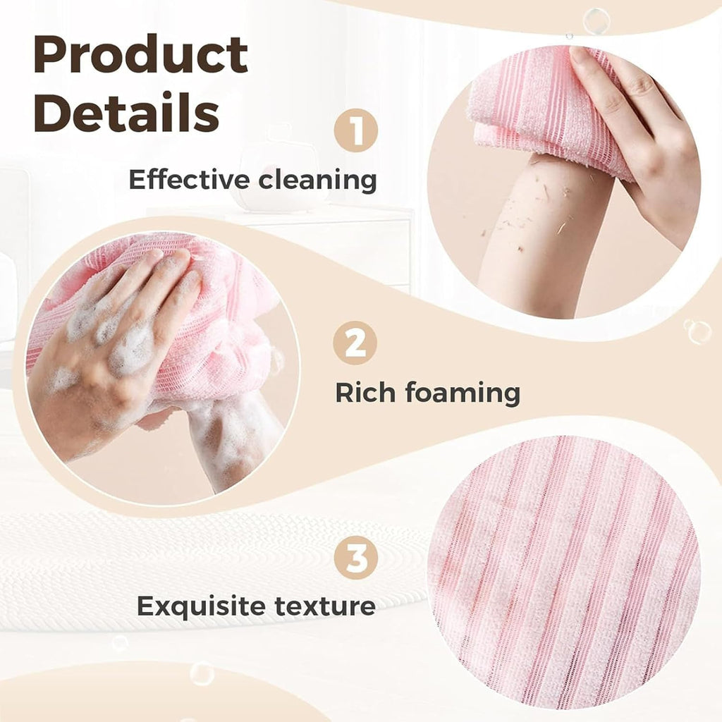 Blissal Exfoliating Shower Towel – 2-in-1 Body & Face Scrub Cloth (Extra-Long)