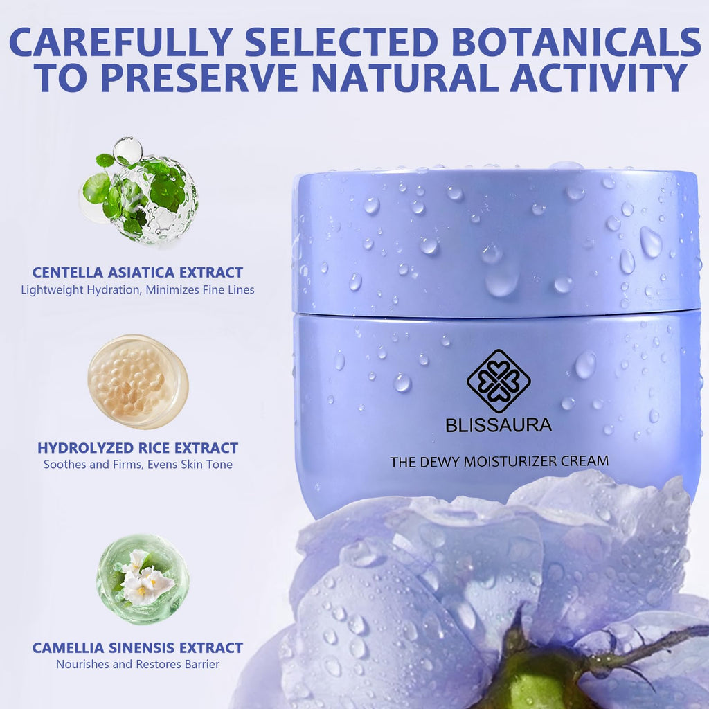 BlissAura Dewy Skin Cream – Lightweight Water Gel Moisturizer, Oil-Free Hydration 1.7 fl oz