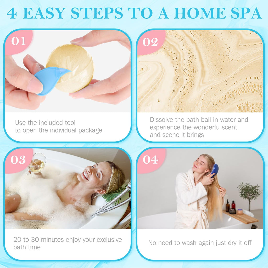 BlissfulOasis Bath Bombs Set – 7 Fragrances with Shea Butter for Dry Skin Moisture | Gift Idea