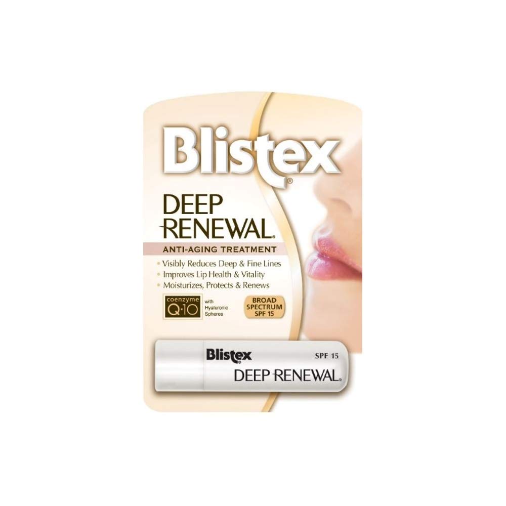 Blistex Deep Renewal Lip Protectant Sunscreen Balm – SPF 15, CoQ-10 & Hyaluronic Spheres, 0.13 oz (3.69 g) Value Pack of 5