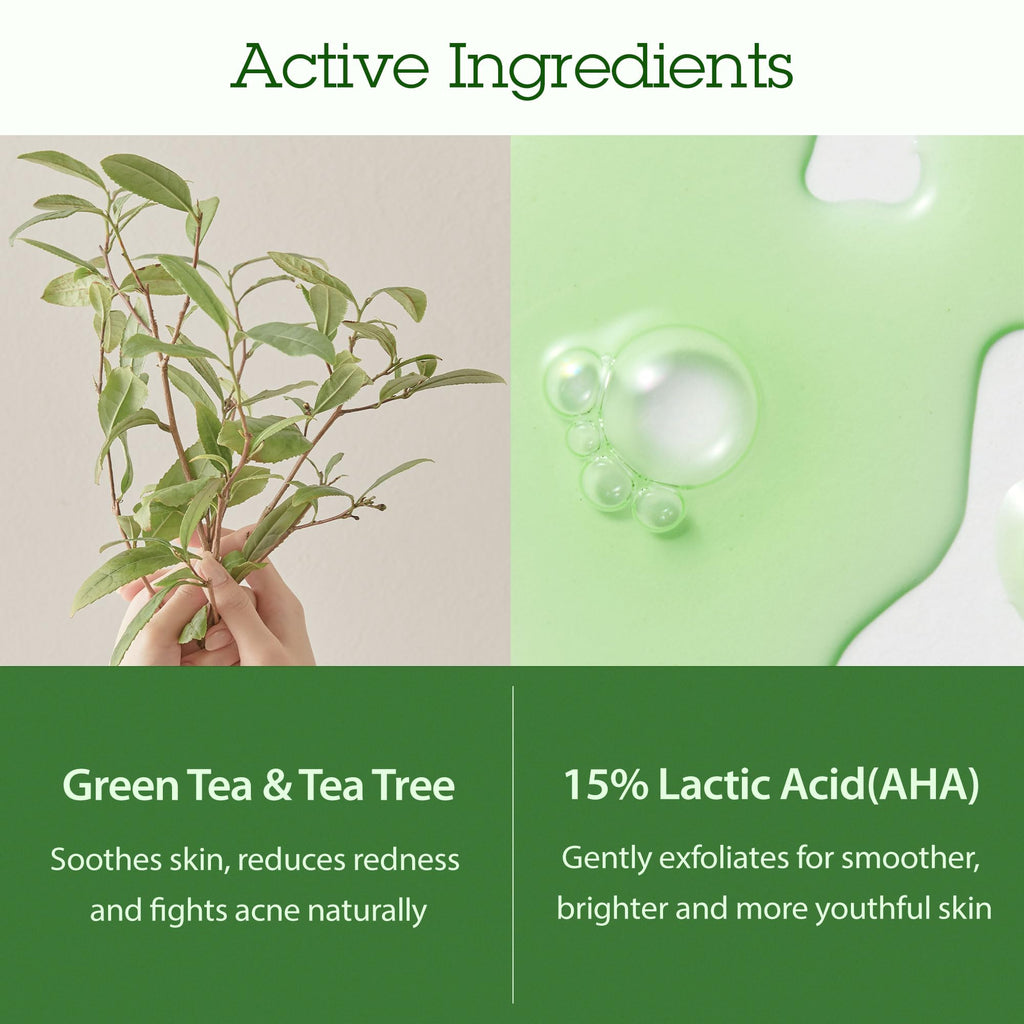 BLITHE Patting Splash Mask – Green Tea Lactic Acid Exfoliating Face Wash for Acne‑Prone Skin, Vegan, Pore Clarifying, 5.07 fl oz