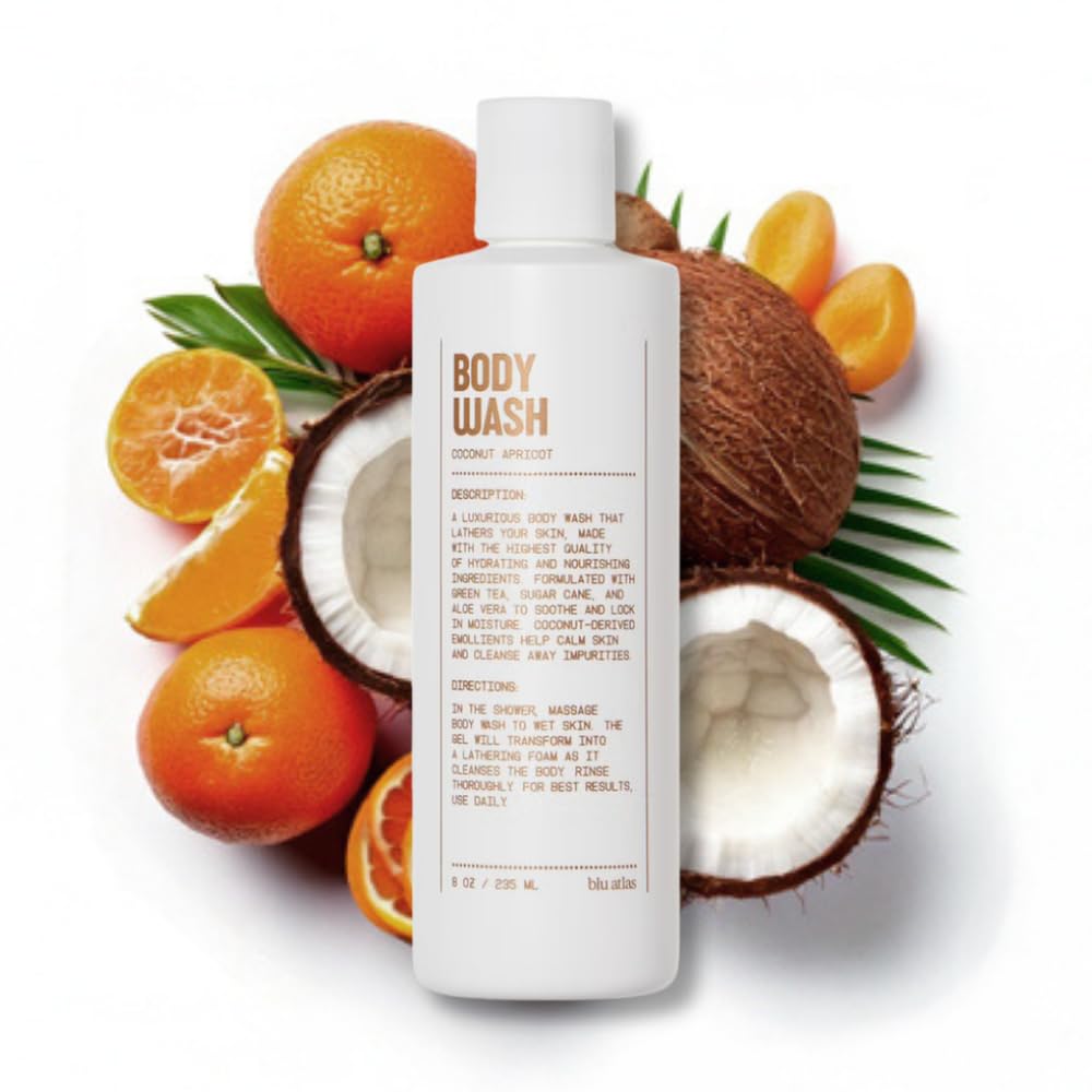 Blu Atlas Body Wash 8 oz – Sulfate-Free Hydrating Gel for Men | Coconut Apricot
