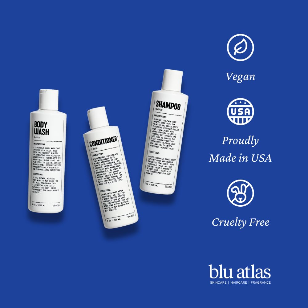 Blu Atlas Body Wash, 8 oz – Sulfate-Free Moisturizing Gel for Men | Santal Cedar
