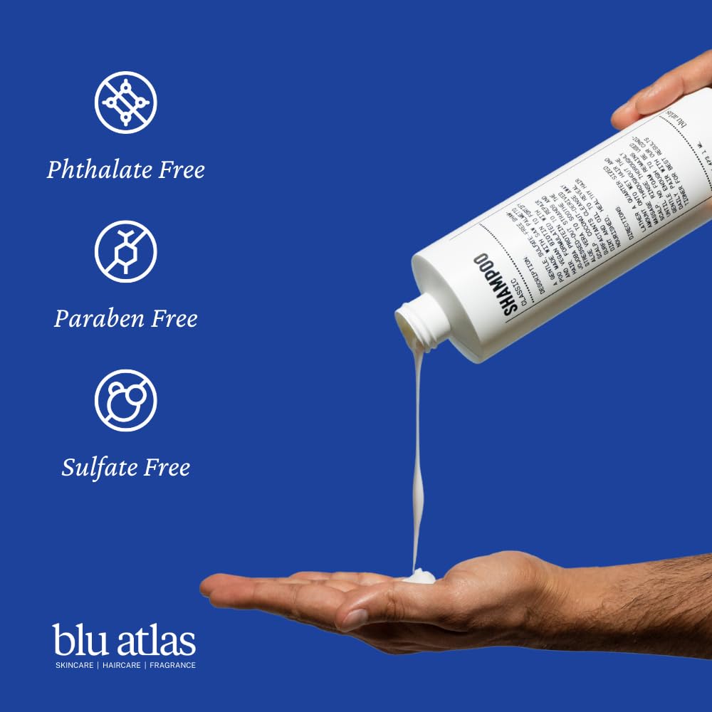 Blu Atlas Men's Natural Shampoo – Organic, Sulfate-Free, Paraben-Free – Coconut Apricot – Made in USA – 8 oz
