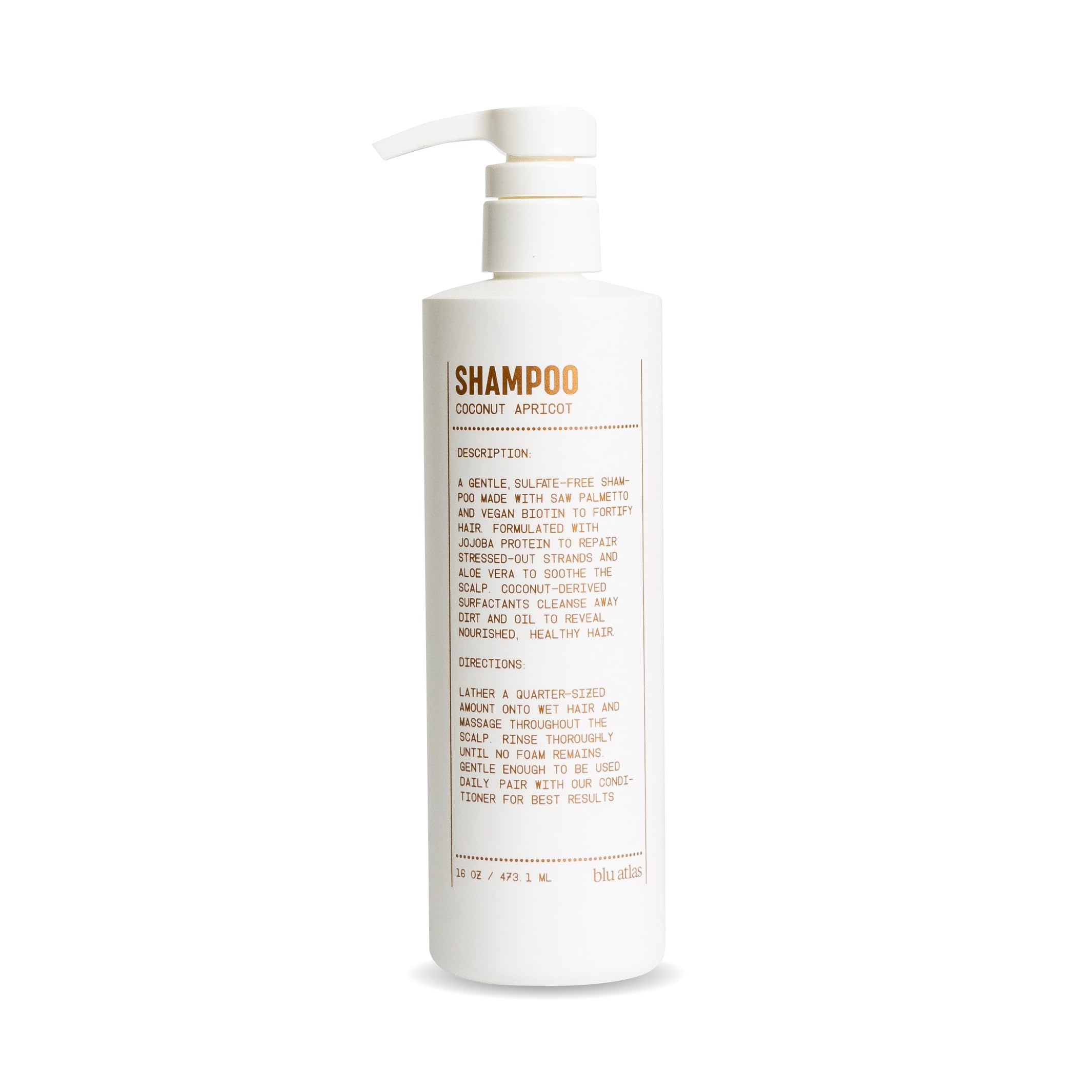 Blu Atlas Men's Natural Shampoo – Organic, Sulfate-Free & Paraben-Free | Deep Cleansing & Hydration | Coconut Apricot Scent | Made in USA | 16 oz