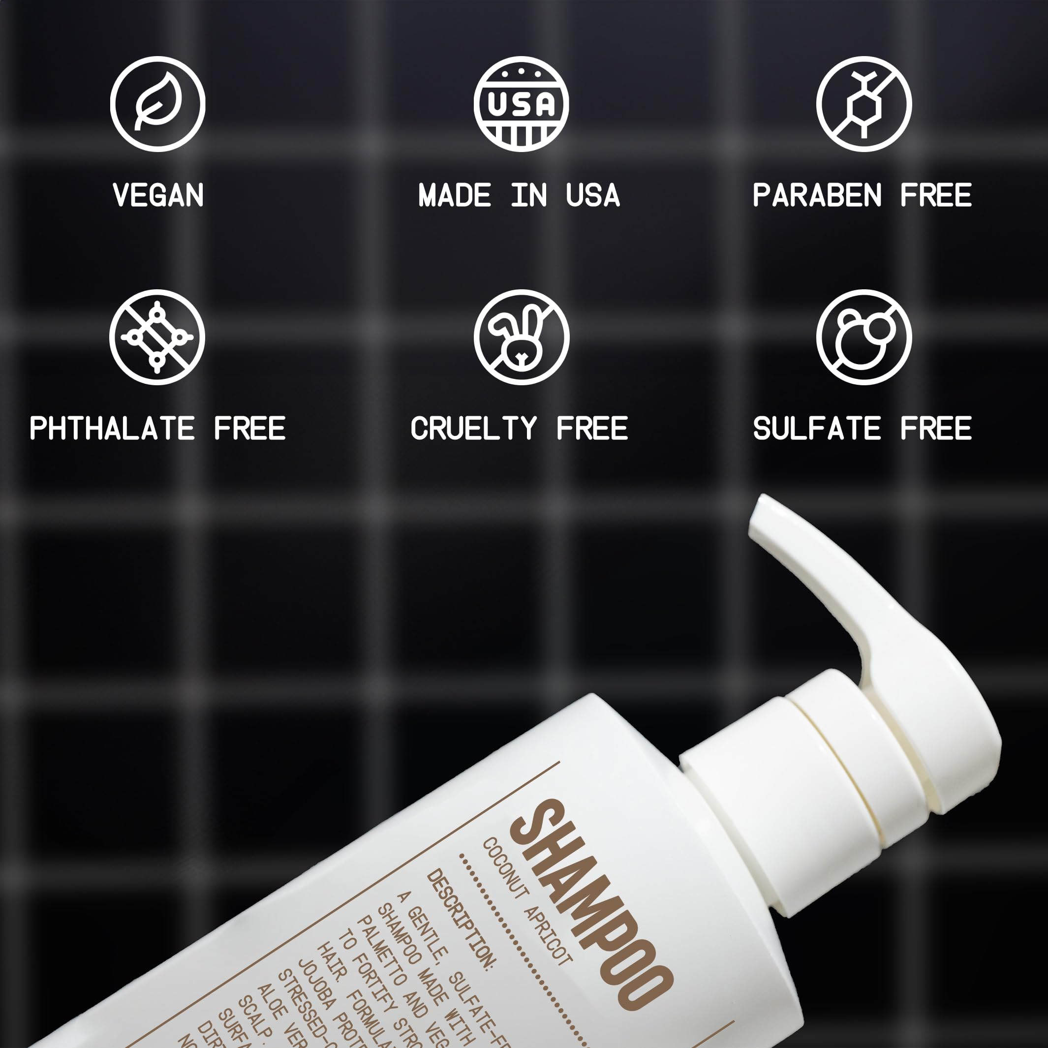Blu Atlas Men's Natural Shampoo – Organic, Sulfate-Free & Paraben-Free | Deep Cleansing & Hydration | Coconut Apricot Scent | Made in USA | 16 oz