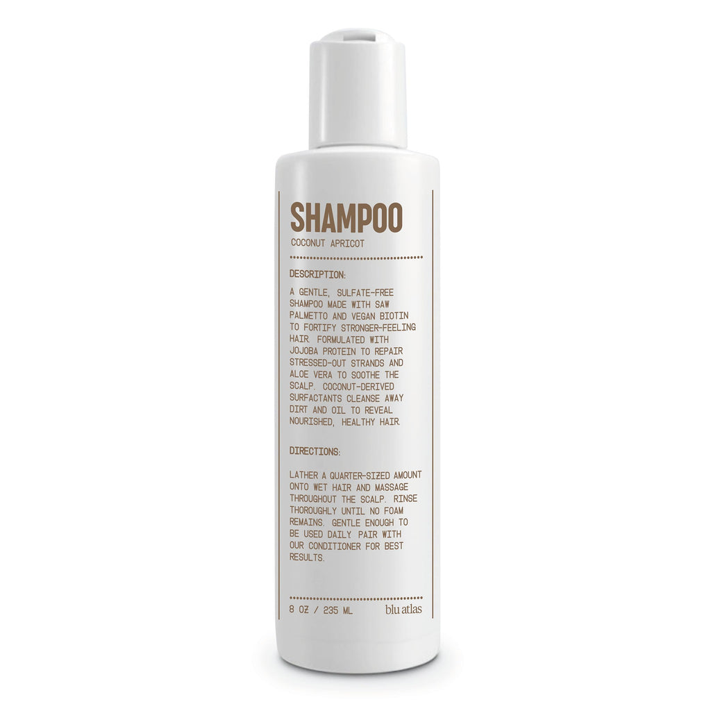 Blu Atlas Men's Natural Shampoo – Organic, Sulfate-Free, Paraben-Free – Coconut Apricot – Made in USA – 8 oz