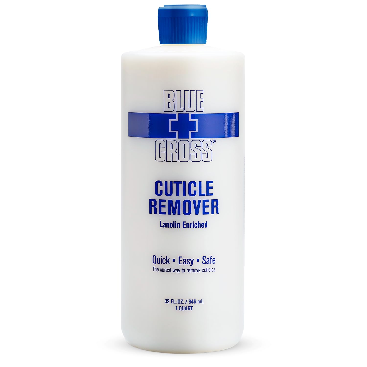 Blue Cross Cuticle Remover & Softener Liquid – Lanolin Hydration, 32oz, Made in USA