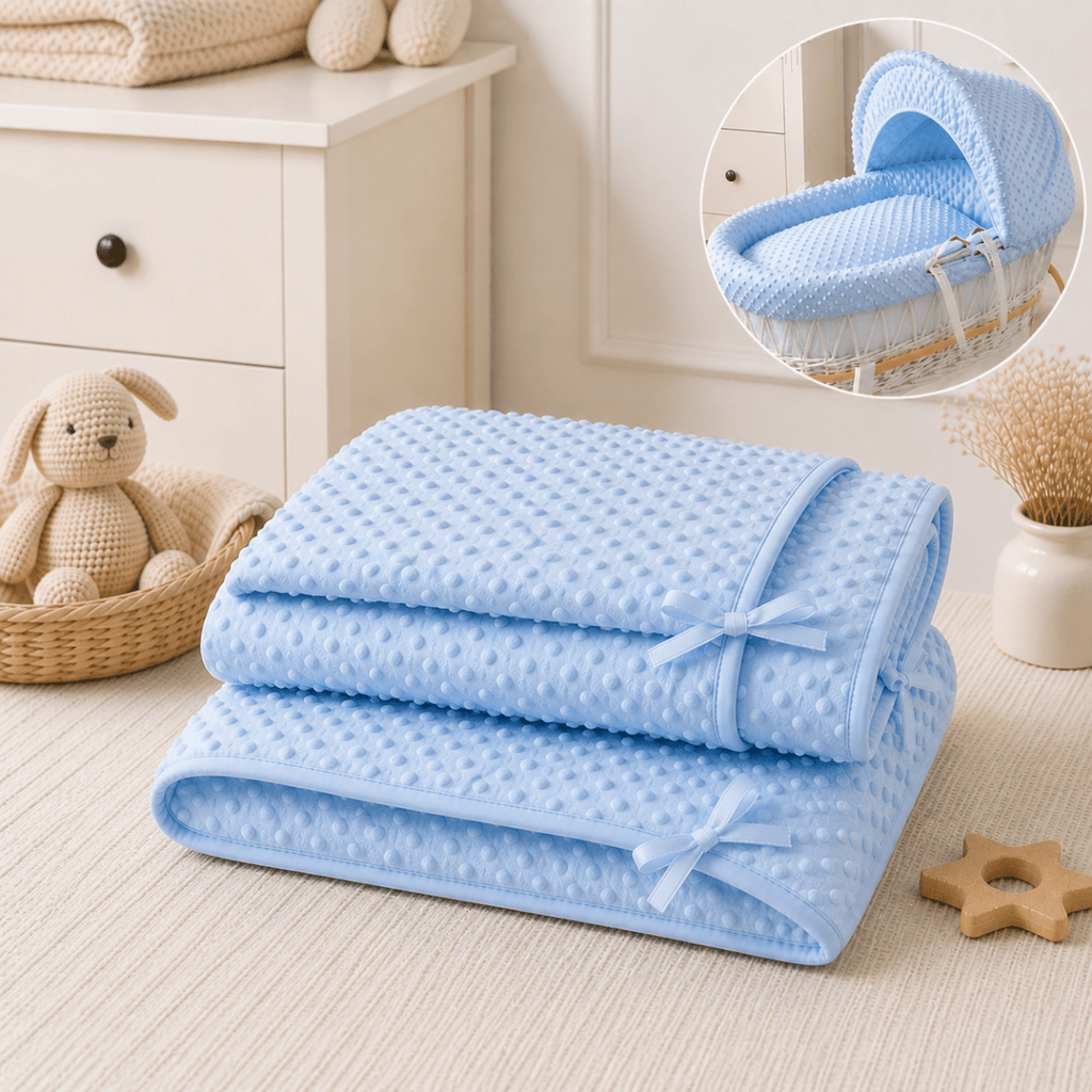 Blue Dimple Moses Basket Bedding Set (Basket Not Included!)