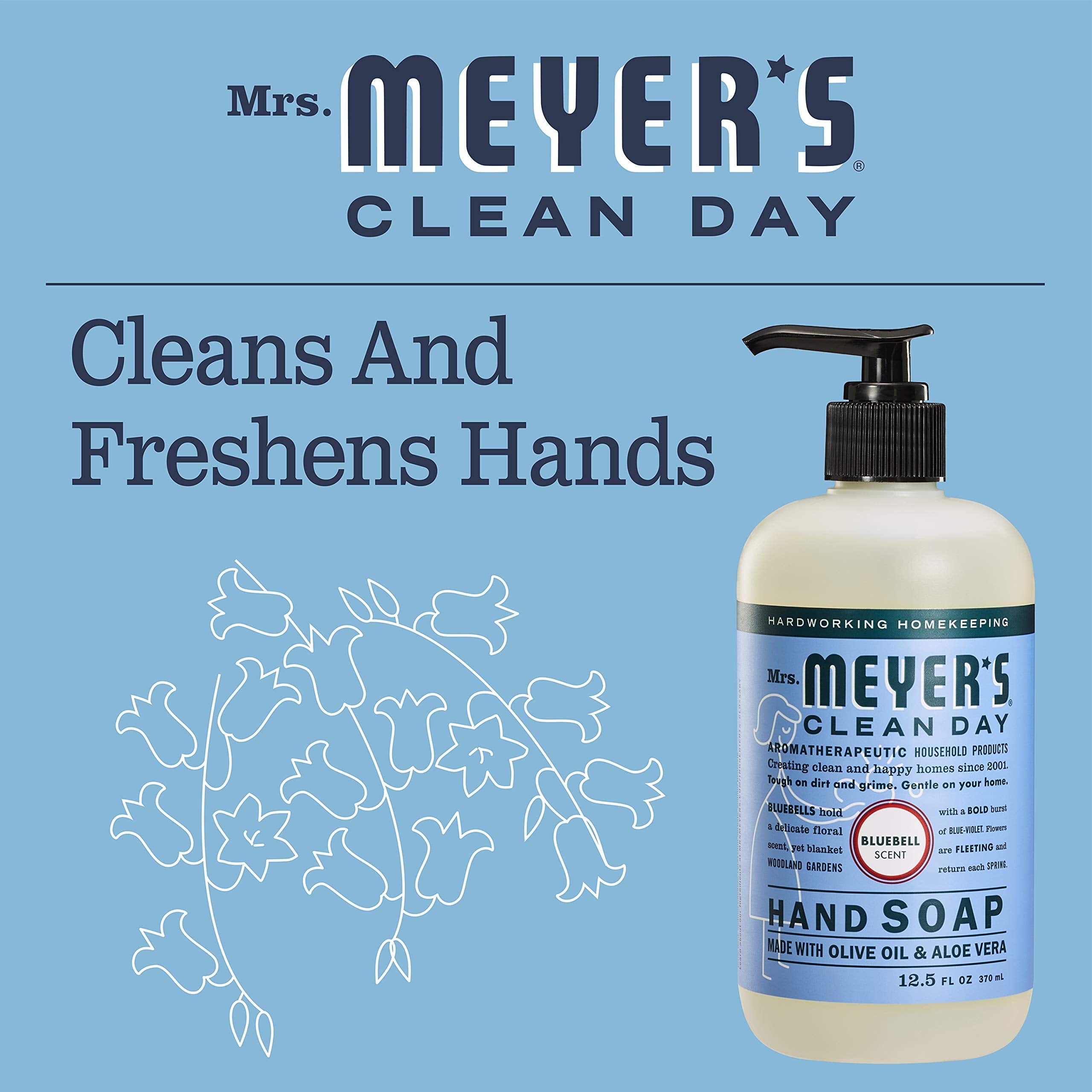 Mrs. Meyer's Clean Day Bluebell Liquid Hand Soap – 12.5 Fl Oz (Pack of 3)