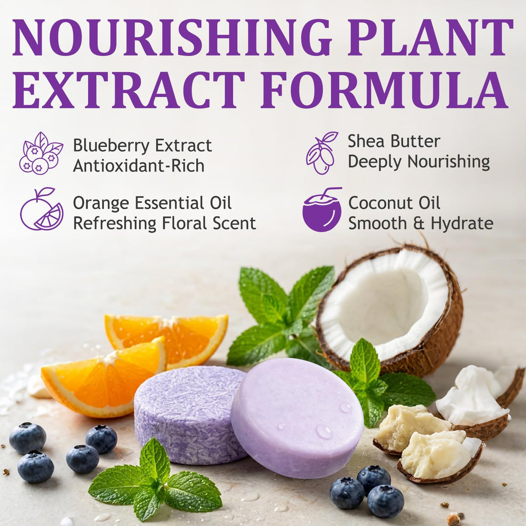 Blueberry Fields Shampoo and Conditioner Bundle Bars – Natural Blueberry Extract for Thinning Hair