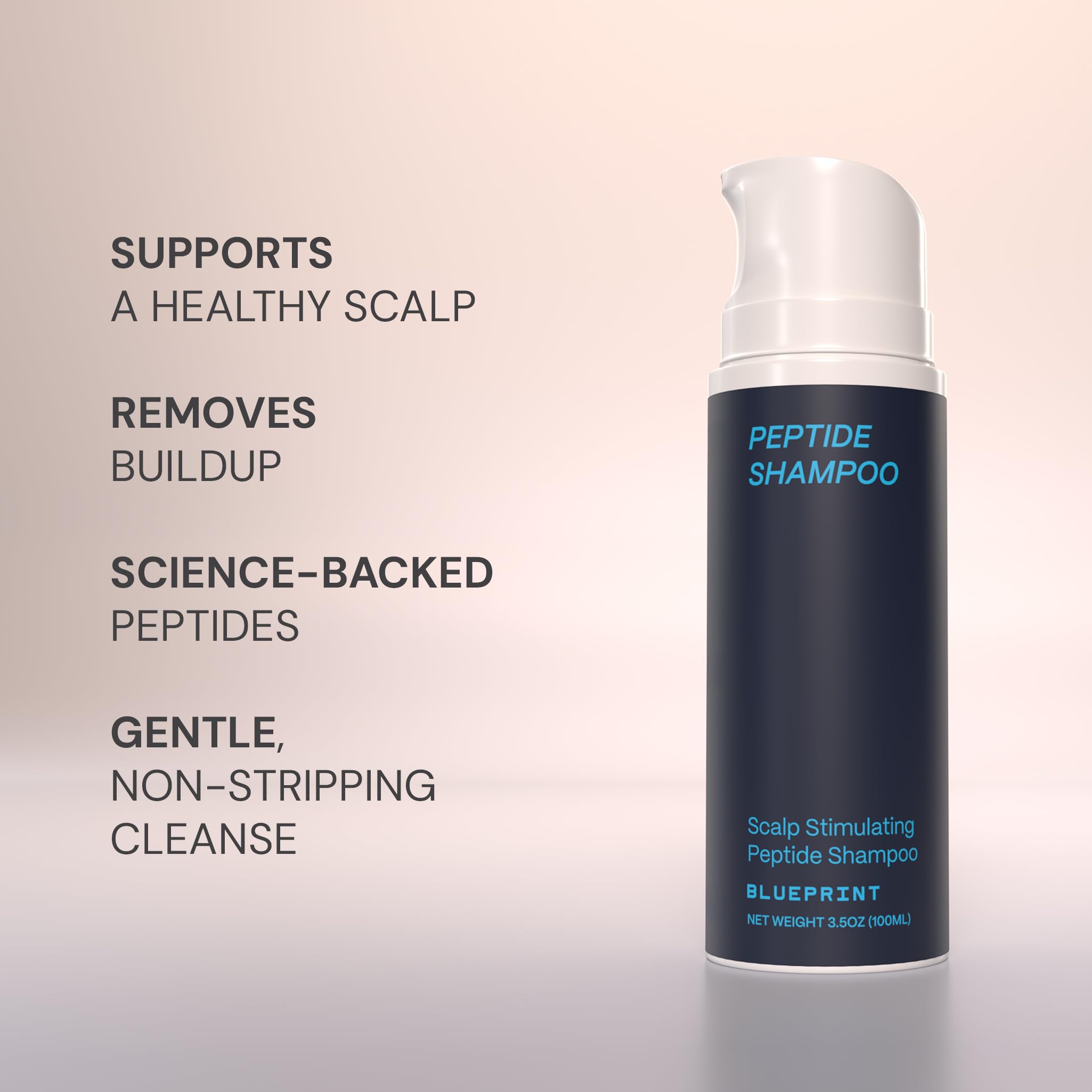 Blueprint Bryan Johnson Peptide Shampoo – 8-Peptide Scalp Treatment with VEGF, Caffeine & Menthol (Fragrance-Free)