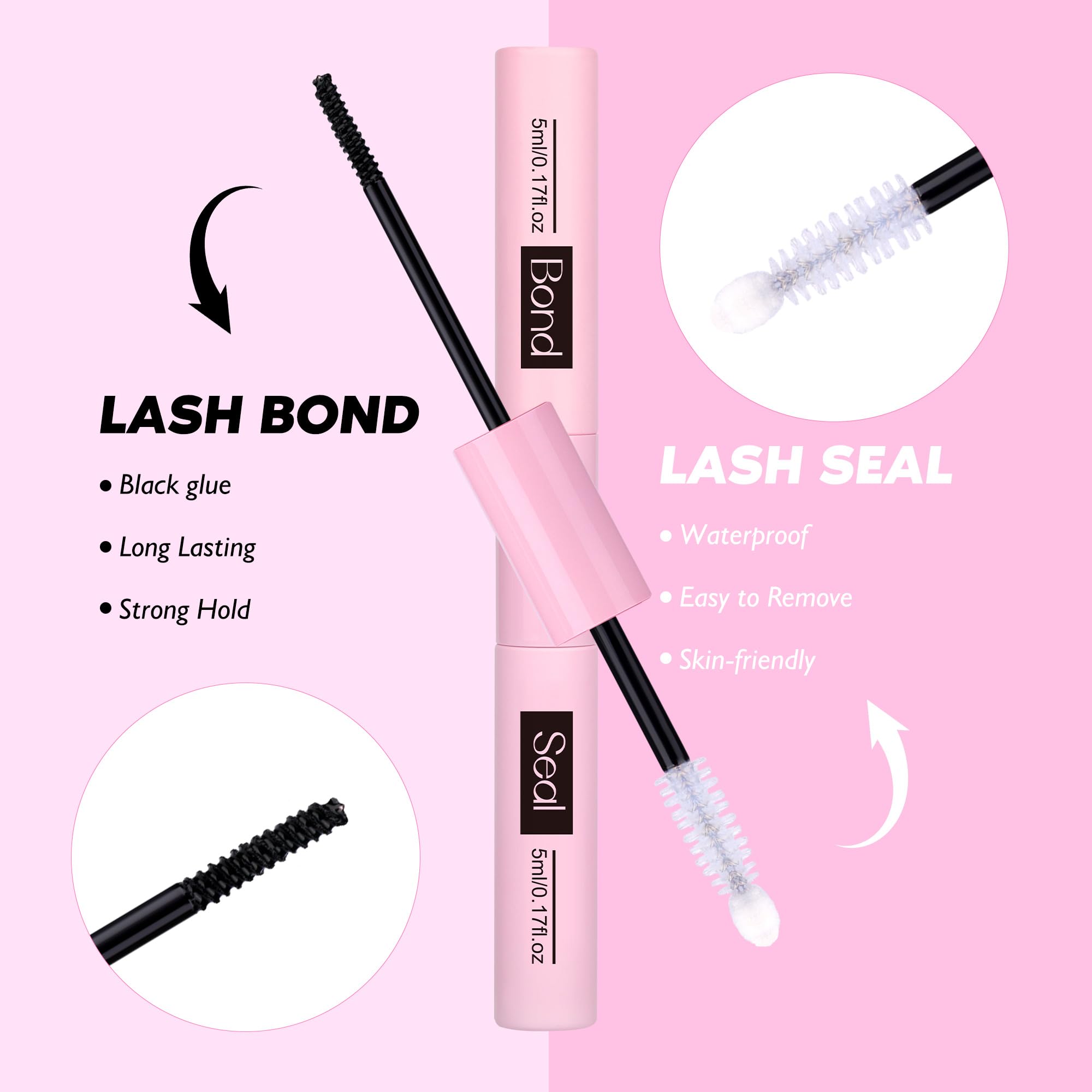 Boahankuke Lash Clusters Kit with Spikes — 380Pcs, 4 Styles, 2-in-1 Bond & Seal, Tweezers