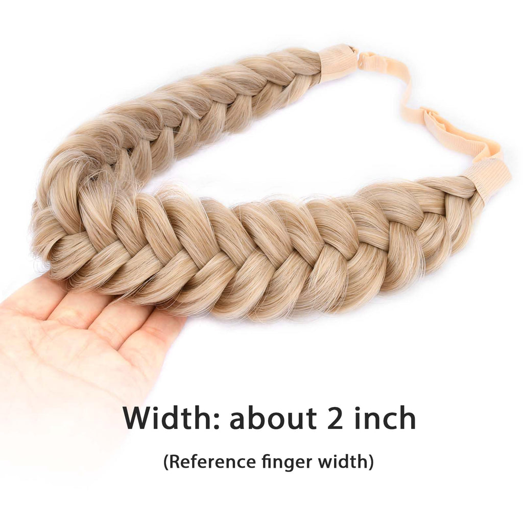 BOBIYA Messy Wide 2 Strands Honey Blonde Braided Headband – Adjustable Synthetic Hair