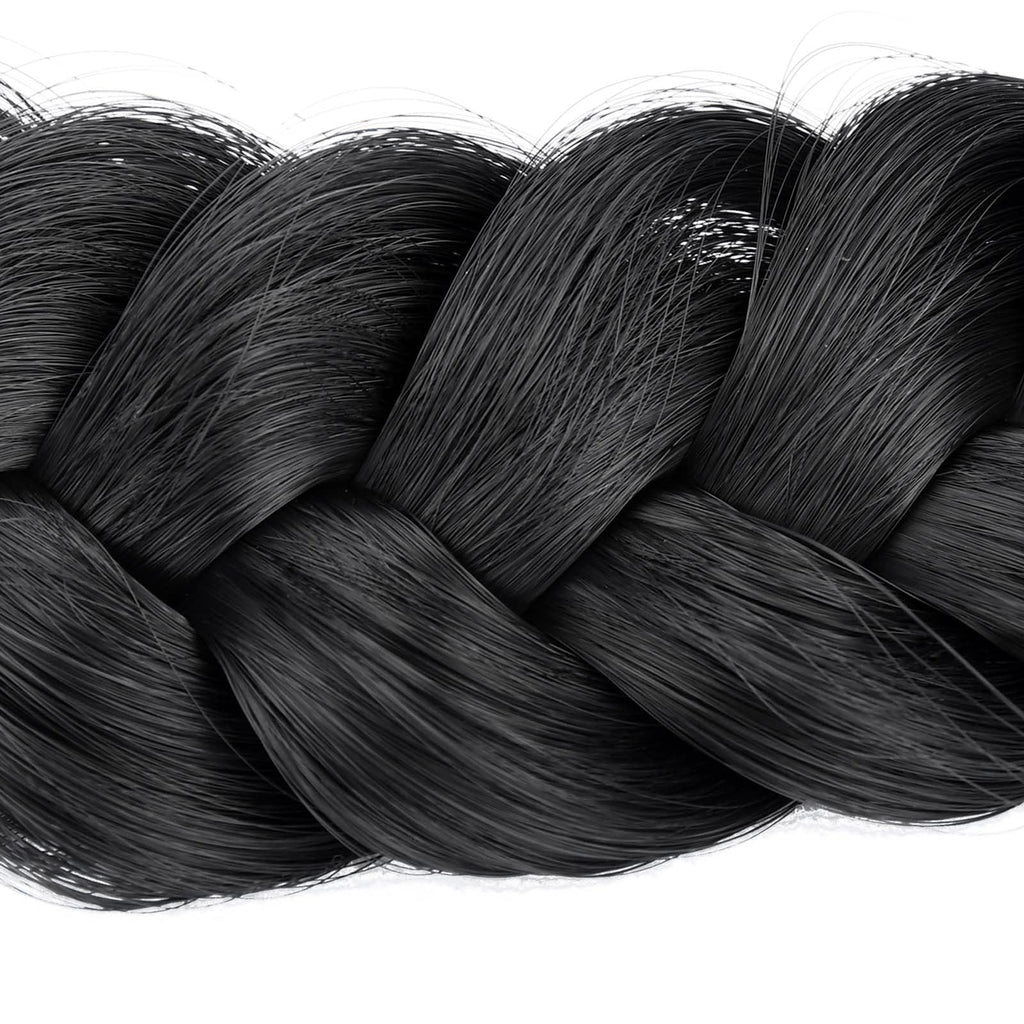 BOBIYA Messy Wide 2 Strands Synthetic Hair Headband – Classic Black Braided Hairband for Women